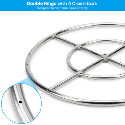 Stanbroil LP Propane Gas Fire Pit Stainless Steel Burner Ring Installation Kit, 24-inch