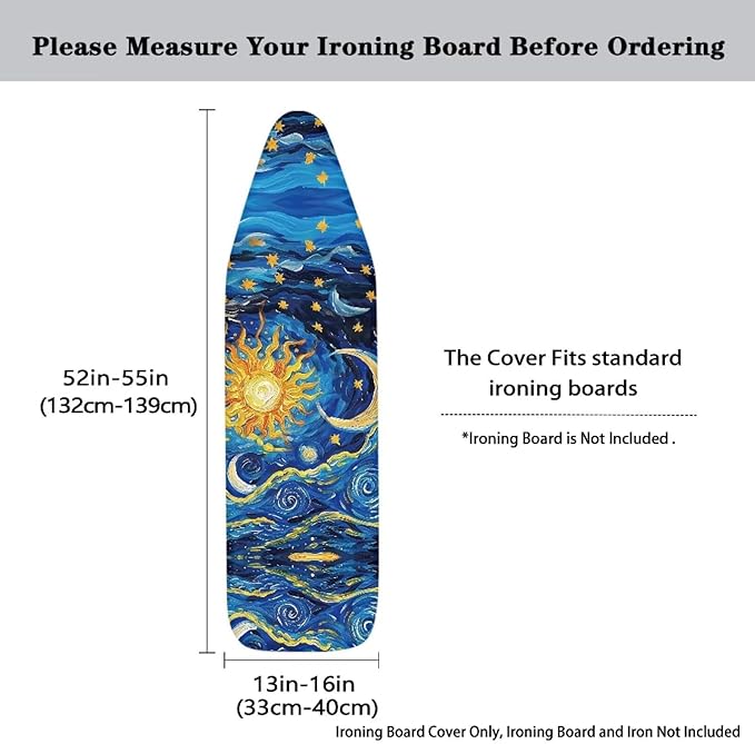 Moon Print Ironing Board Cover and Pad Washable Thick Padding Heavy Duty Iron