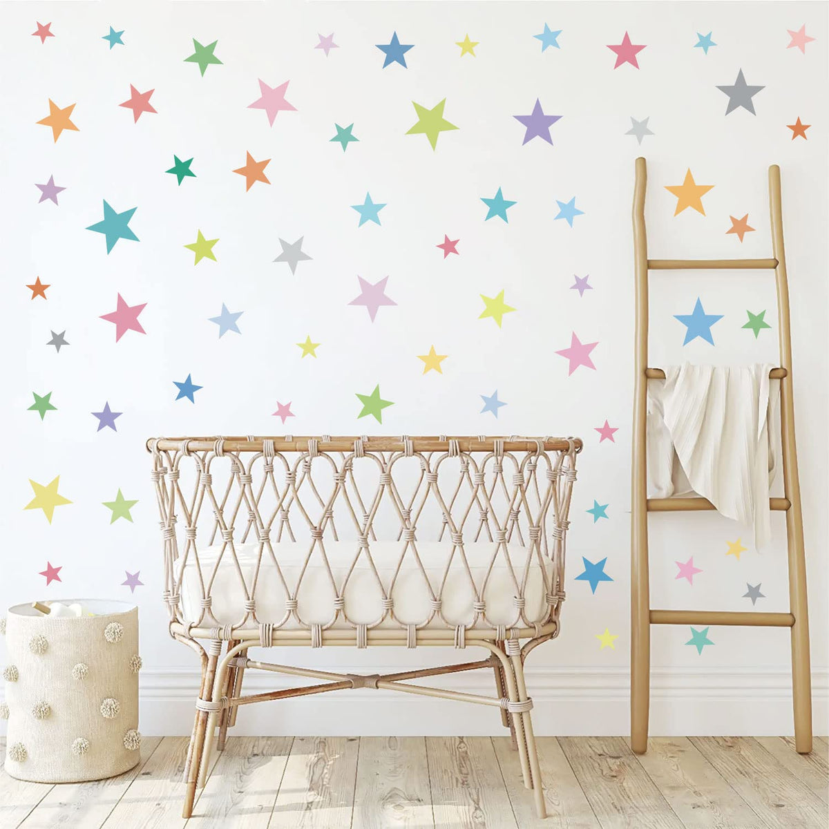 Supzone 165Pcs Colorful Boho Star Wall Decals Rainbow Colors DIY Vinyl Wall Art Sticker for Kids Baby Nursery Bedroom Playroom Kindergarten