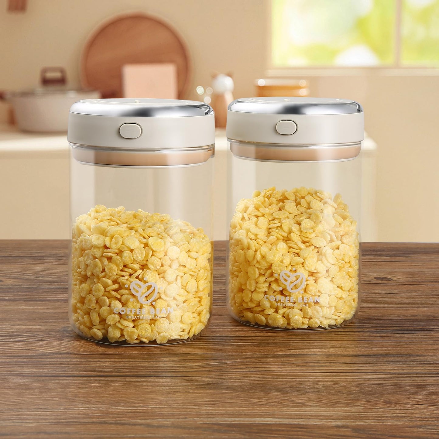 2 Pack 37oz Coffee Bean Storage Container with Scoop Glass Airtight Coffee Canister with One-Way Valve Airtight Lid Date Tracker Storage Container for Grounds Beans Tea Cereal Sugar Flour Cookies