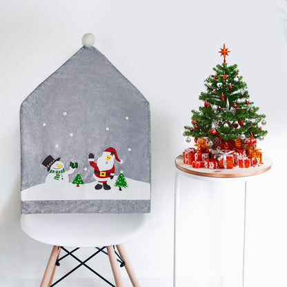 Phedrew 6Pcs Christmas Chair Covers Xmas Dining Chair Slipcovers Santa Hat Chair Back Covers for Christmas Banquet Holiday Festival Decor