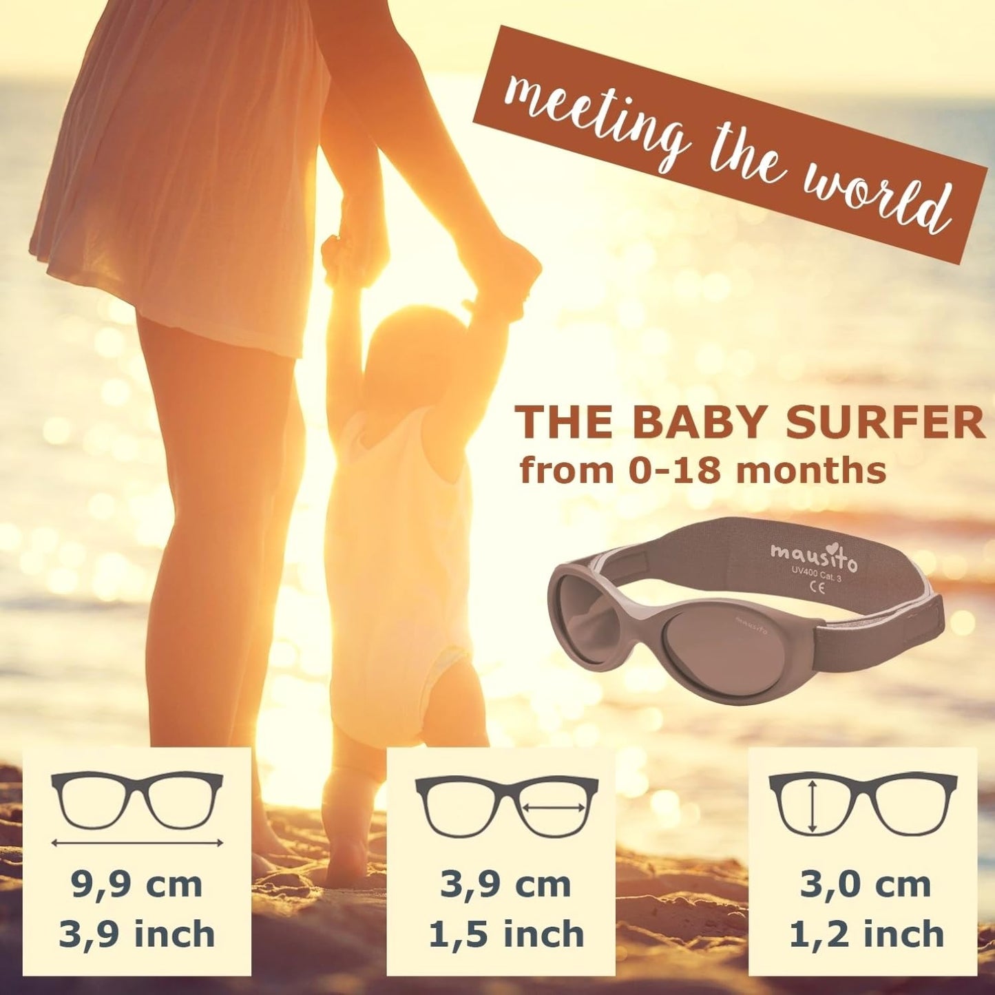 Mausito BABY sunglasses boy 0-18 months | Flexible BPA-Free infant sunglasses | Adjustable strap & soft nose pad | 100% UV Protection Baby Sunnies | Comparison winner | European design made