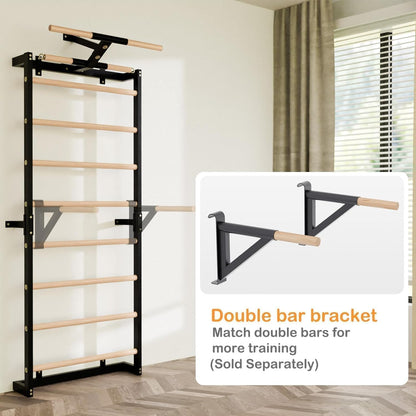 Gsskny Swedish Ladder, Wood Stall Bars Suspension Trainer with Pull-Up Bar & Rings for Straps, Swedish ladders Wall Gym Adult, Wall-Mounted Workout Ladder