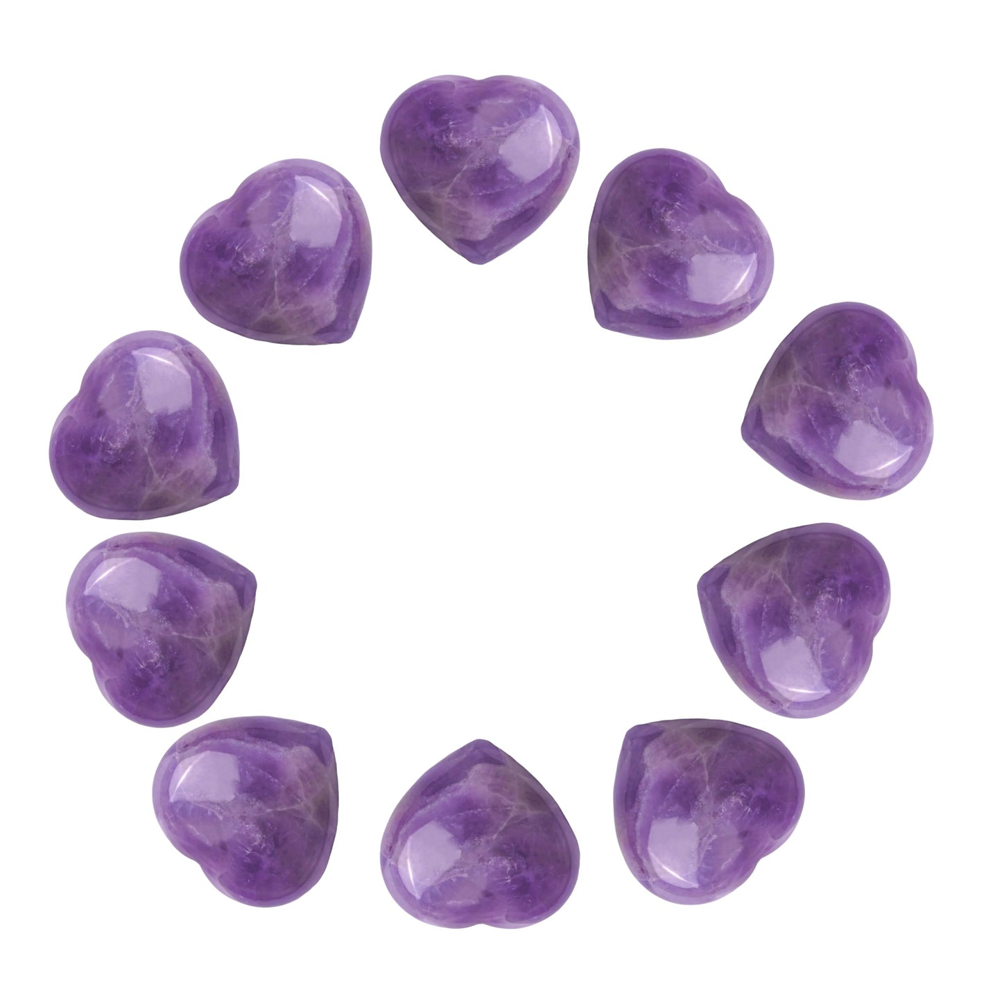 10 PCS Amethyst Heart Stone, 1 Inch Natural Healing Crystal Heart Love Crystals, Mini Cute Gemstone Amethyst for Women, Valentine's Day Gift