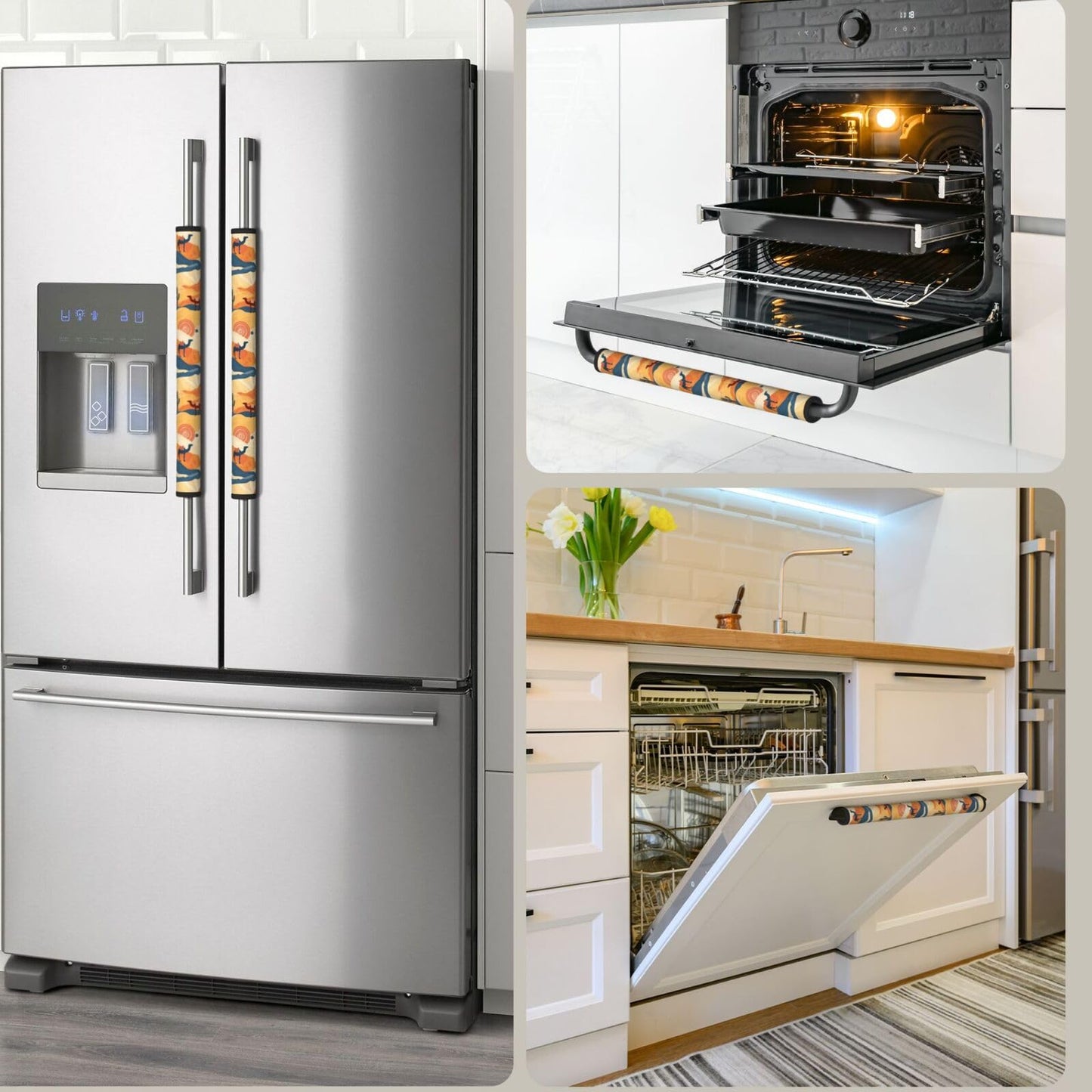 Buyidec Refrigerator Door Handle Covers Western Desert Camels Cactus Sunset Fridge Handle Cover Washable Dishwasher Microwave Fridge Oven Door Decor Handle Cover Keep Your Kitchen Appliances Clean