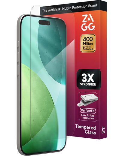 ZAGG Glass+ Screen Protector for iPhone 16e/ 14/13/ 13 Pro - 3X Shatter Protection, High Scratch Resistance, Oil-Resistant, Reinforced Edges, InvisibleShield, Easy Install
