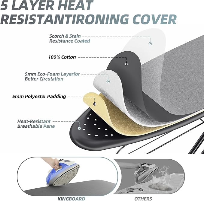 KINGBOARD Ironing Board, Compact Iron Board Full Size