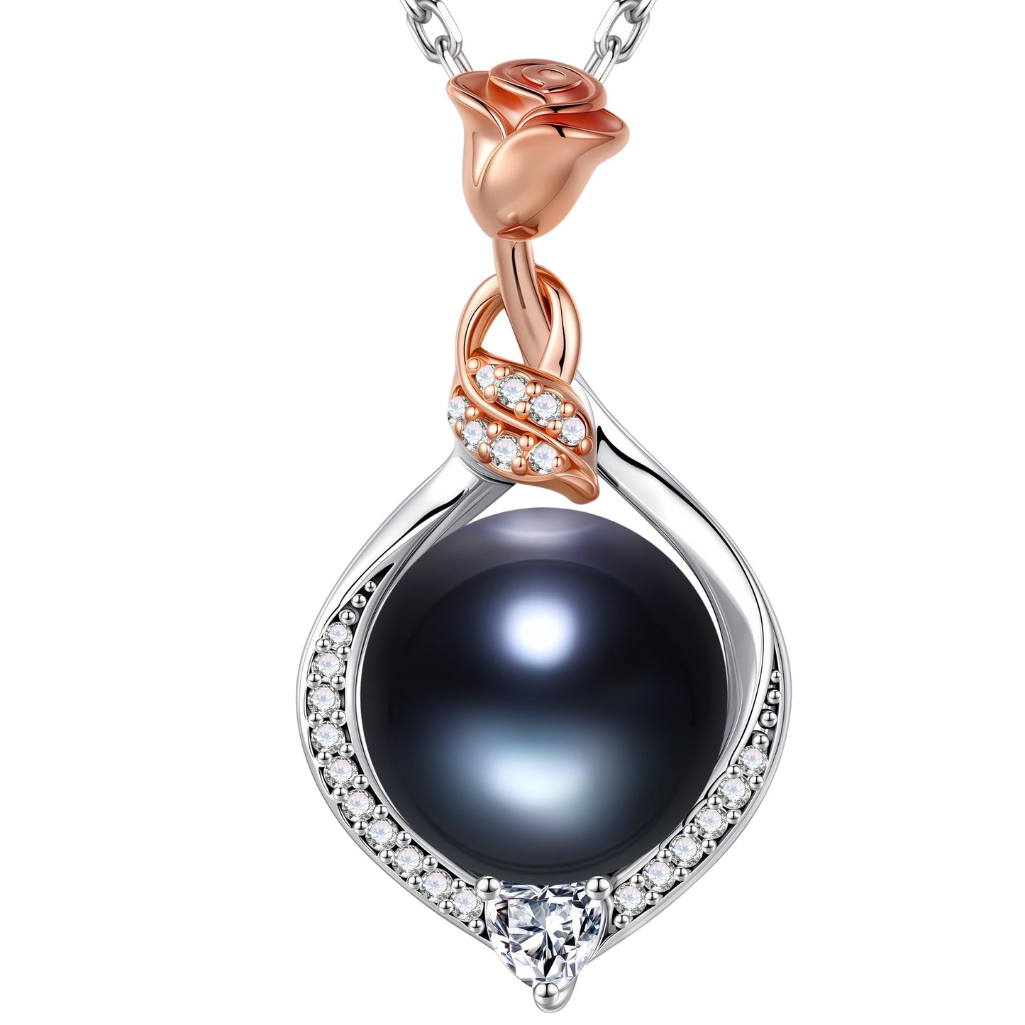 Iefil Anniversary Birthday Gifts for Women Wife, Black Pearl Necklace, Mothers Day Gift Christmas Valentines Day Gifts for Mom Wife