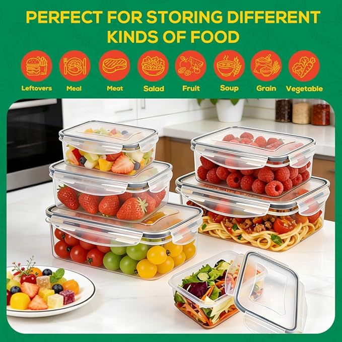 6 Pack Large Food Storage Containers