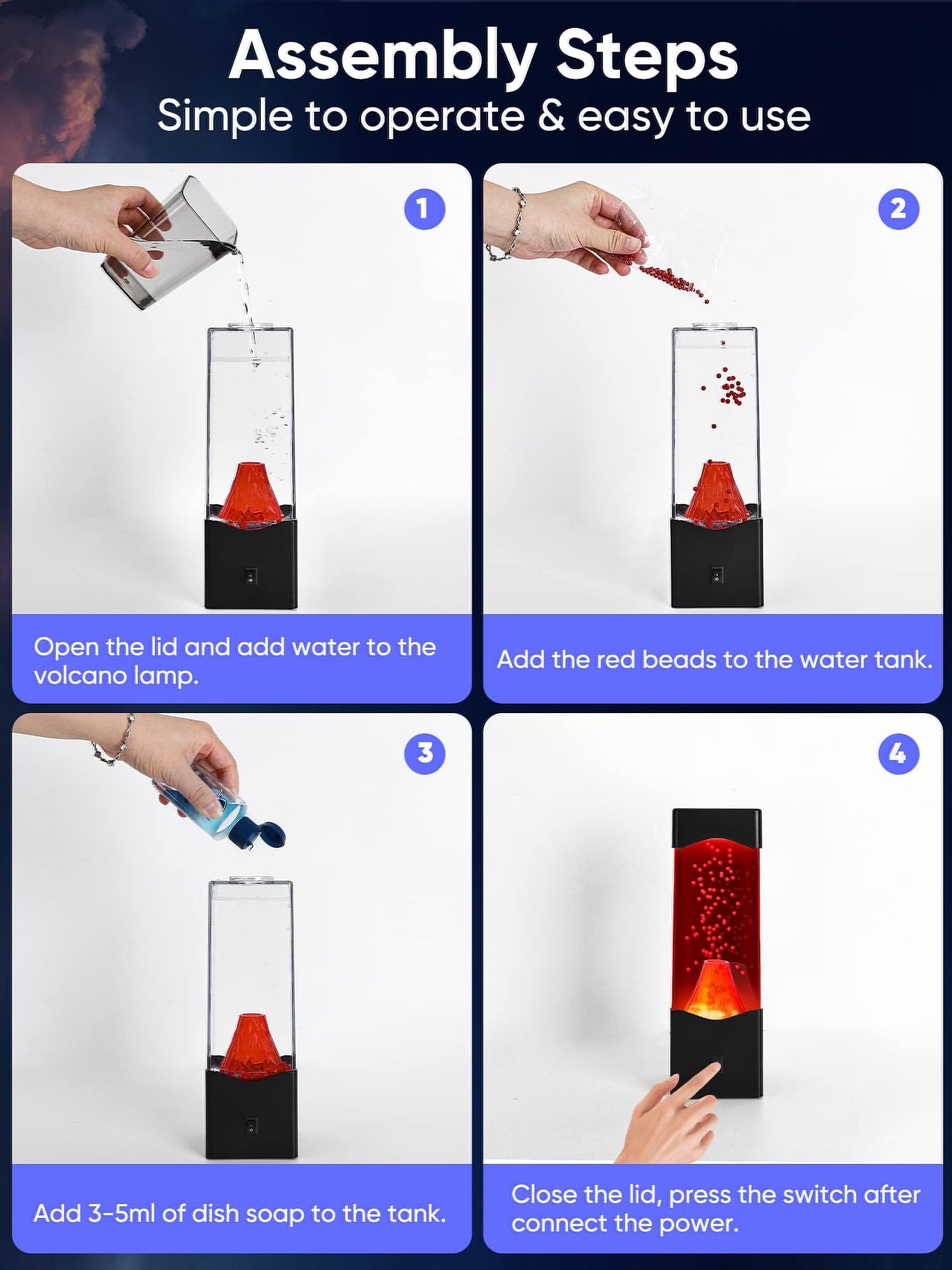 Volcano Night Light for Kids Adults,Fun Kids Gifts for Birthday Christmas,Unique Home Bedroom Bed Desk Decor Mood Light,Volcanic Science Kit Educate Autistic Toys,Bedside Table lamp for Son Grandson