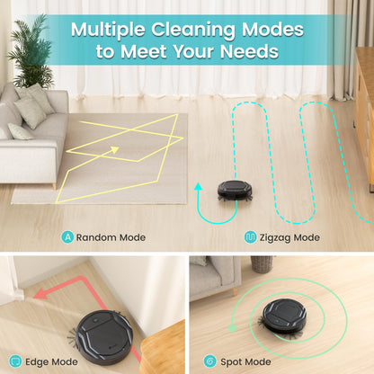 Lefant Robot Vacuum Cleaner, 120 Mins Runtime, Compact Design, Low Noise, Powerful Suction, Wi-Fi/App/Voice Control, Self-Charging, Scheduled Cleaning, Ideal for Pet Hair and Hard Floors, M210 Black