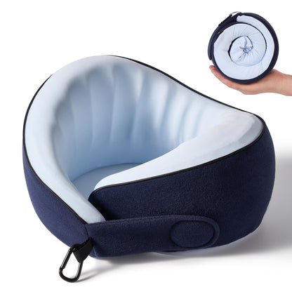 Travel Pillow, 100% Pure Memory Foam Travel Neck Pillow Airplane Neck Support Ergonomic Design for Traveling Suitable for Airplanes,Offices and Cars-Grey
