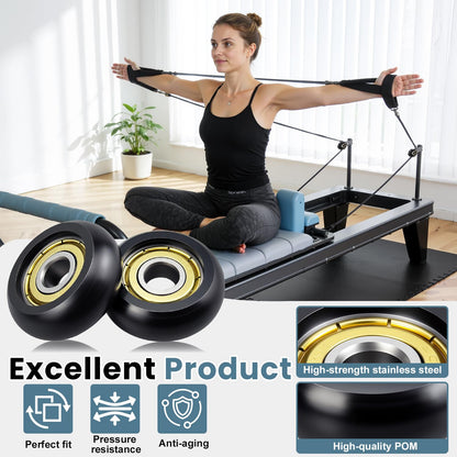 Replacement Roller Wheels 32mm, Compatible with Aero Pilates Reformer Machines, Smooth and Quiet Glide, Wear-Resistant & Durable, High-Density POM Material, 8mm Axle Diameter, Anti-friction, Safe & Precise Workout, 4 Pieces Per Pack