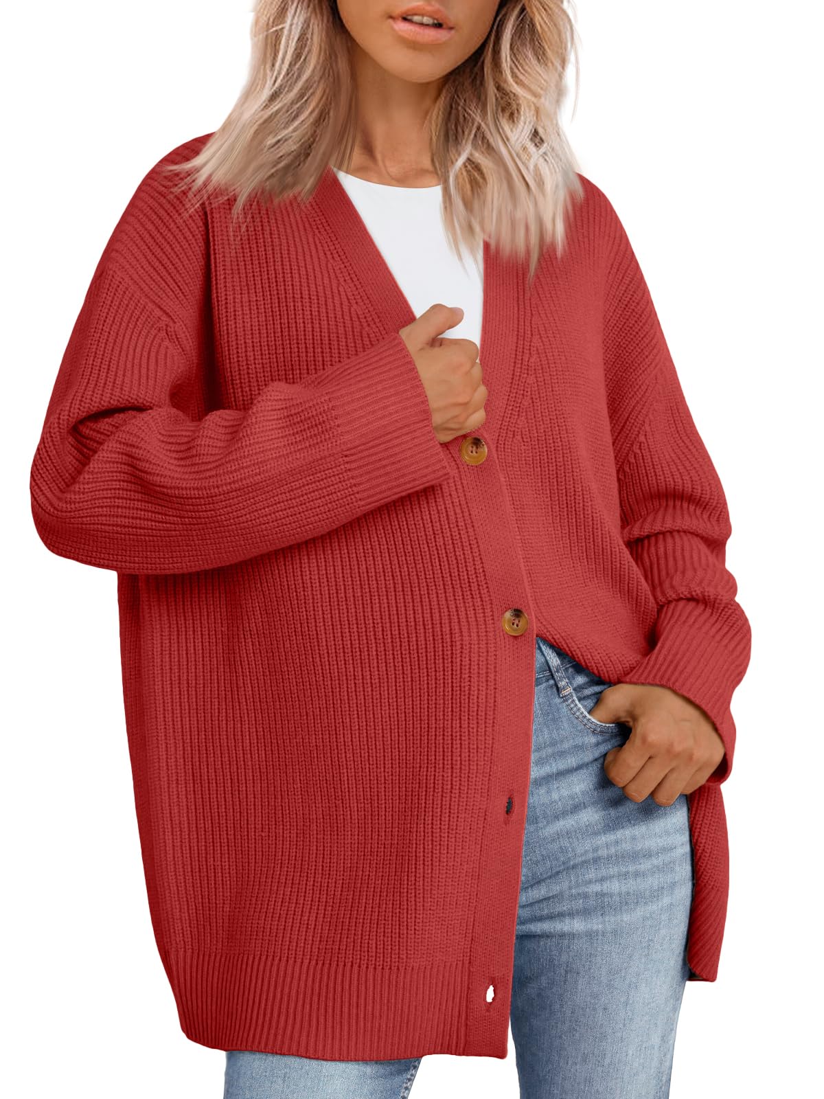LILLUSORY Women Oversized Cardigan Sweater 2025 Fall Outfits Cloth Fashion V Neck Knit Button Front Casual Trendy Tops