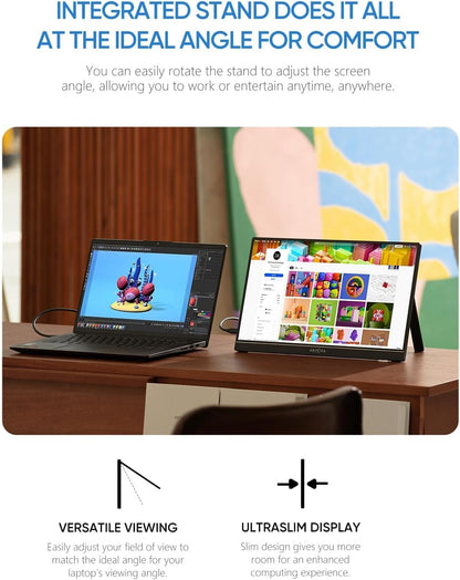 ARZOPA 17.3" Portable Monitor, 1080P FHD 103% sRGB IPS Gaming Monitor Laptop Monitor with Built-in Kickstand HDMI USB C External Screen for PC Mac Phone Xbox PS5 - A1M