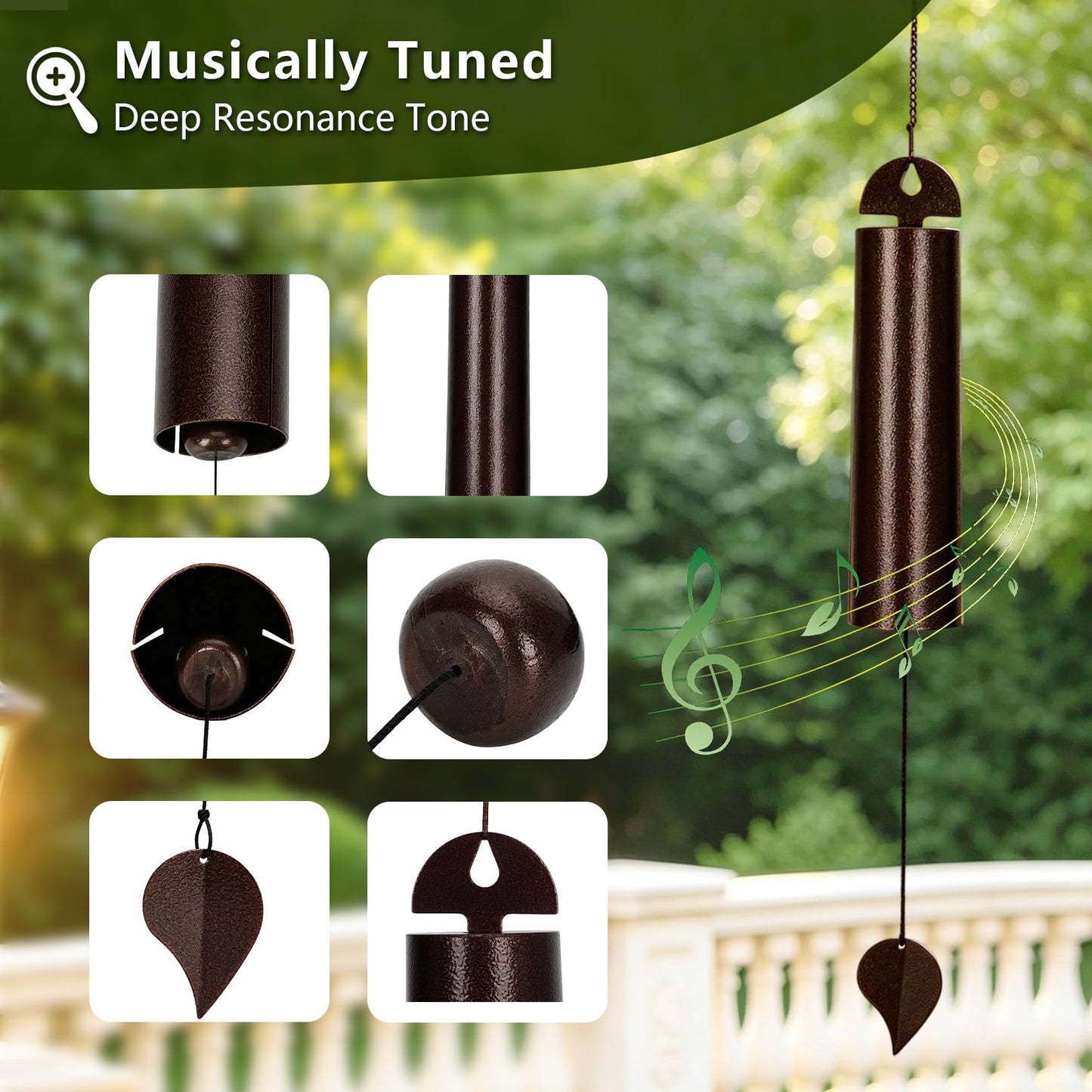 40" Wind Chimes for Outside Deep Tone Heroic Windbell, Handcrafted Metal, Weather Resistant Serenity Bell for Garden Patio Porch Yard, Memorial Sympathy Wind Chime Gift for Mom Dad Grandma