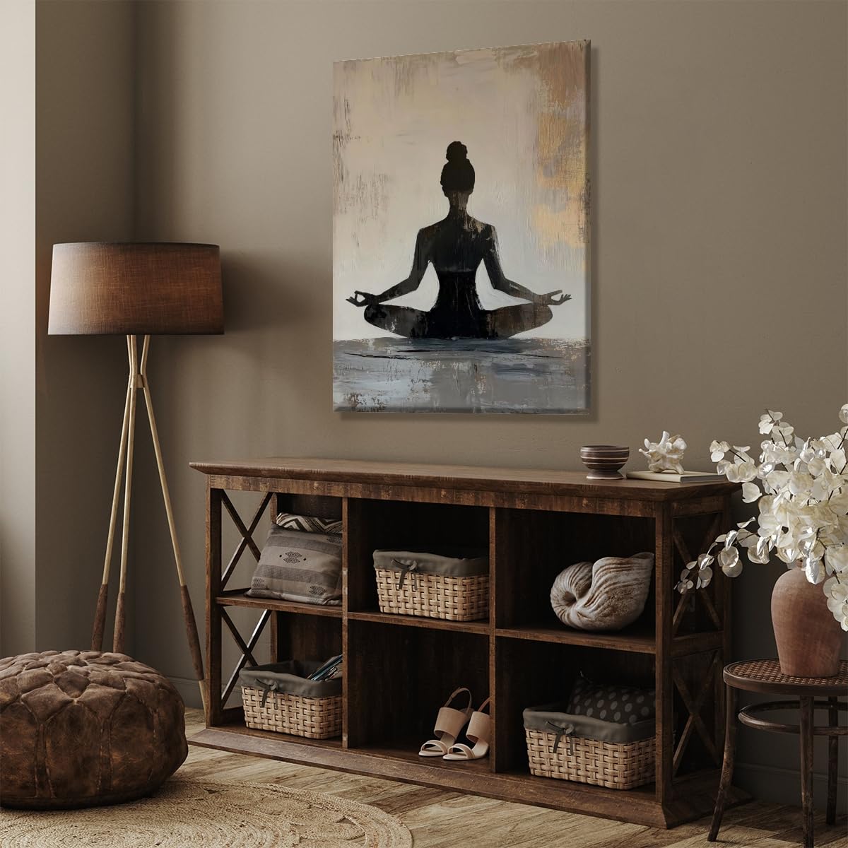Meditation Wall Art Minimalist Yoga Pose Poster Zen Decor Calming Corner Canvas Prints Mindfulness Wellness Art for Yoga Studio Decor 12x18inch Unframed