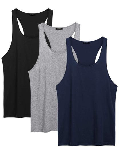 COOFANDY Men's 3 Pack Tank Tops Cotton Performance Sleeveless Casual Classic T Shirts