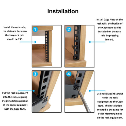 FMUSER 4U Vertical Wall Mount Rack Rails with M6 Rack Mount Screws and Cage Nuts Set for DIY Server and Network Switch Racks