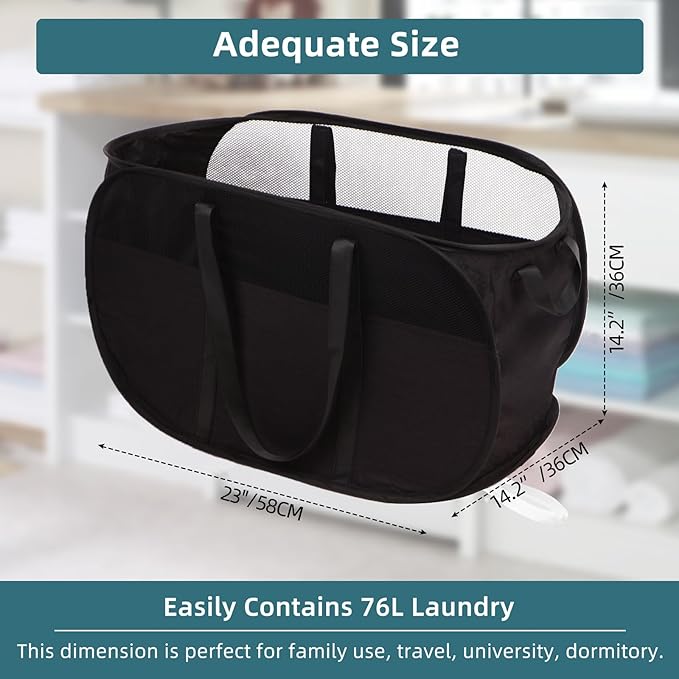 Collapsible Laundry Baskets, Tear Proof Pop Up Laundry Hamper