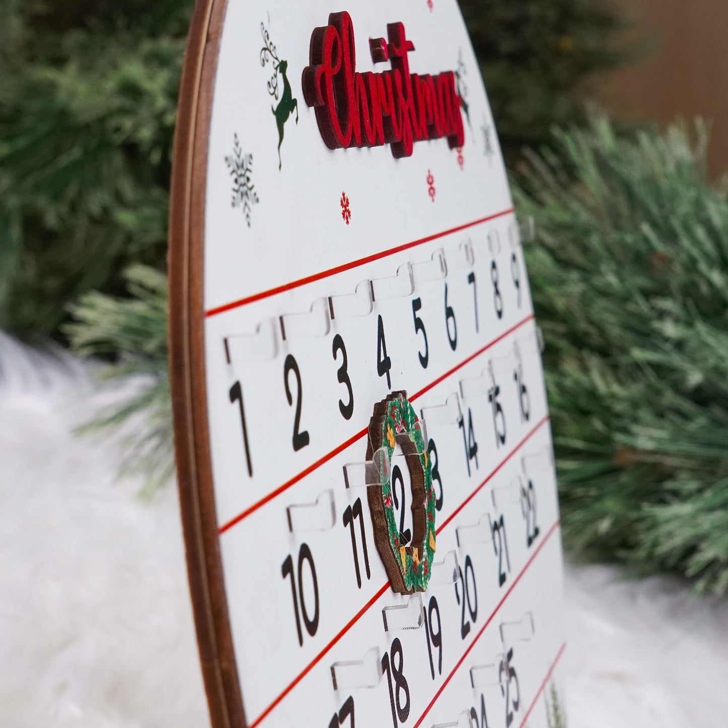 10.5'' Wooden Christmas Countdown Advent Calendar 2025 Day Until Xmas Decorations Wall Hanging Table Home Decor Welcome Door Sign Calendar Number Date Christian Holiday Gift HU-FR11-B