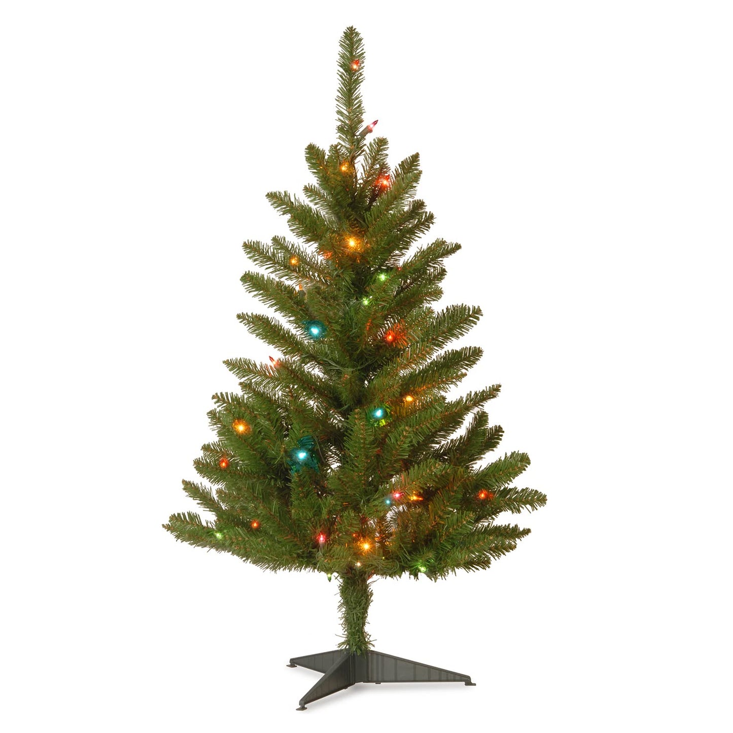 National Tree Company Artificial Pre-Lit Mini Christmas Tree, Green, Kingswood Fir, Multicolor Lights, Includes Stand, 3 Feet
