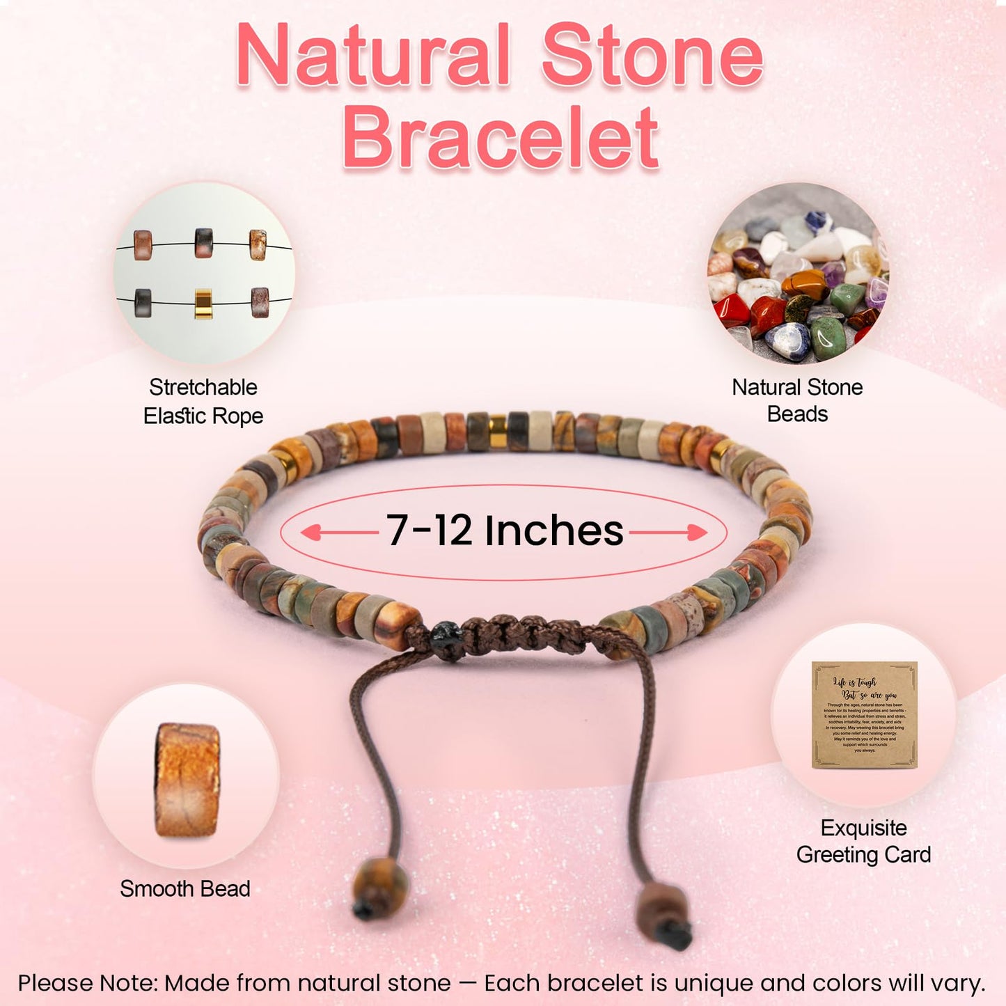 ZOKCC Inspirational Sister Gifts Bracelets for Women - Healing Natural Stone Bracelets for Women - Mohters Day Birthday Christmas Valentines Gifts for Sister Her Friends