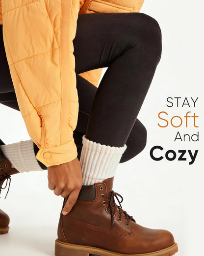 HONGTEYA Slouchy Crew Socks for Women Cozy Cotton Cushioned Boot Athletic Slouch Mid Calf Size 5-11