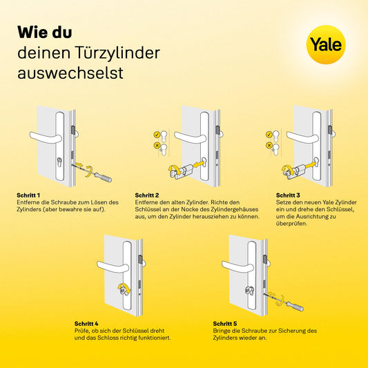 Yale 10-2172-3040-00-2201 YC2100 DB 30X40 NI Removable Lock Cylinder 30 x 40 mm, 10 Pins-External, Interior Door, Entrance Door-YC2100-5 Reversible Keys, Nickel-Plated