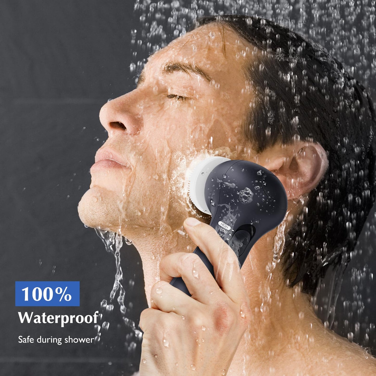 COSLUS Facial Cleansing Brush Silicone Face Scrubber: 2 in1 FBS-D Electric Exfoliating Massage Device Waterproof Deep Cleaning Exfoliation Rotating Spa Machine - Electronic Skin Care Wash Clean System