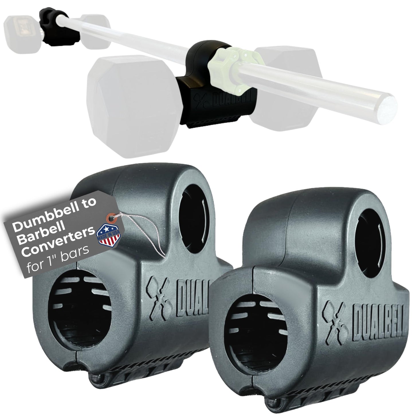 Dualbell Pair- Connect Dumbbells to Barbell (Black)