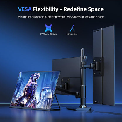 Portable Monitor 18.5” | 120HZ 1ms Gaming Monitor | 125% sRGB | FreeSync, HDR | 350Nits | USB-C & HDMI | VESA & Kickstand | Large Travel External Second Screen for Laptop, Switch, Game Consoles