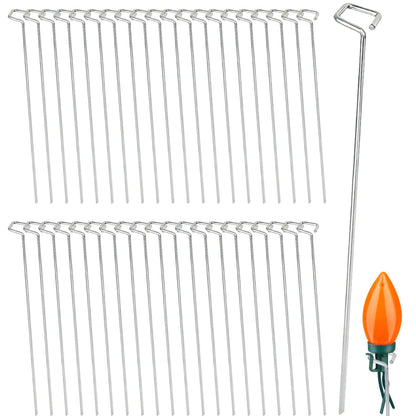 Bylion 50 Pack Metal Christmas Light Stakes - Outdoor Light Stakes - 9.8 Inch Christmas Yard Stakes for C7 C9 Universal Yard Lawn Stakes for Holiday Lights Use on Garden Lawn Patio Path Walkway