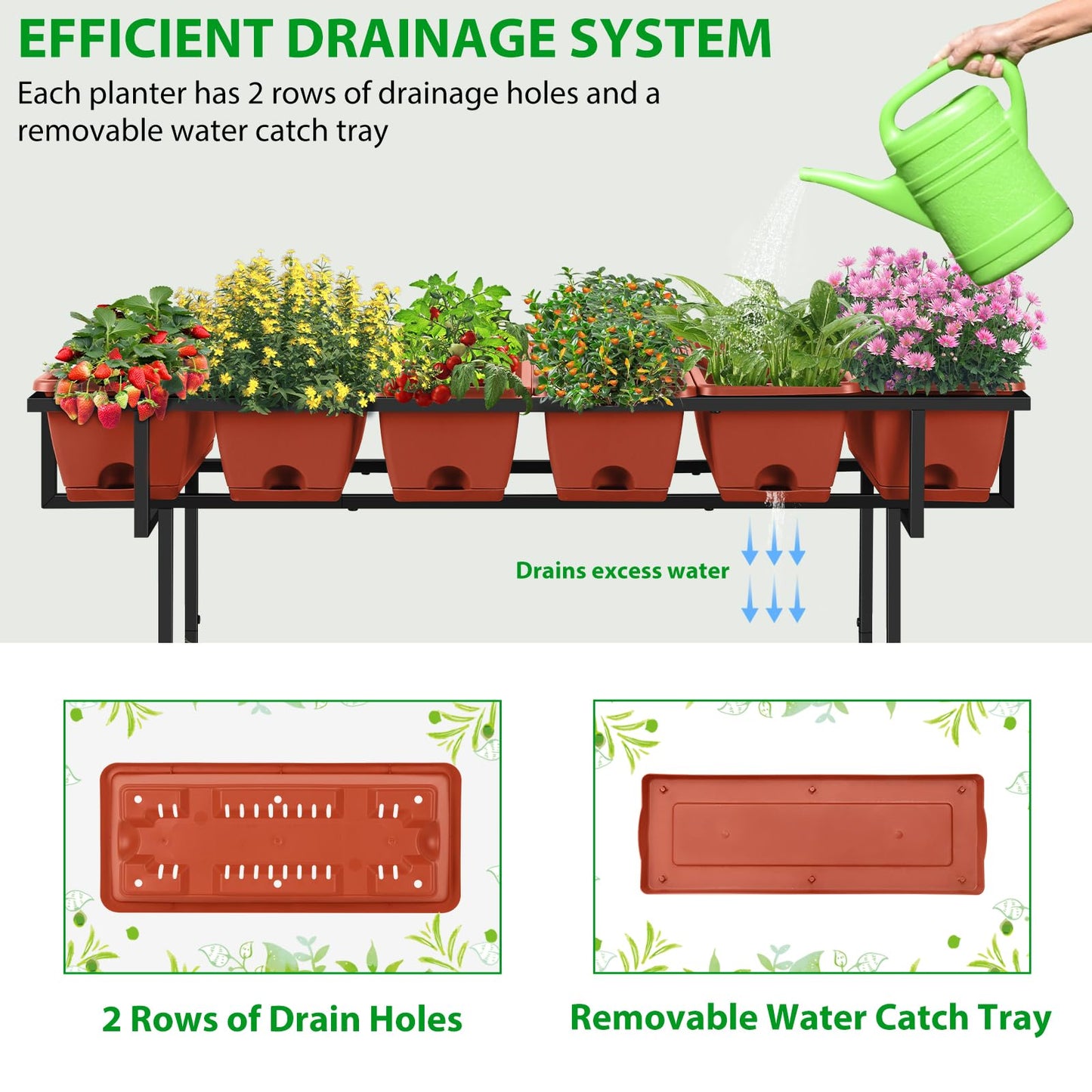Vrisa Elevated Raised Garden Bed Outdoor with Legs 43x17x29 in Plastic Standing Planter Box with Storage Shelf and Wheels Vegetables Herbs Flowers Gardening Boxes for Backyard, Patio, Balcony, Black