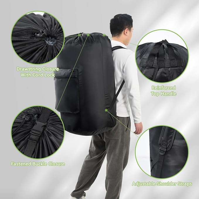 OTraki Large Laundry Backpack 100L Heavy Duty Travel Laundry Bags Hamper Bag