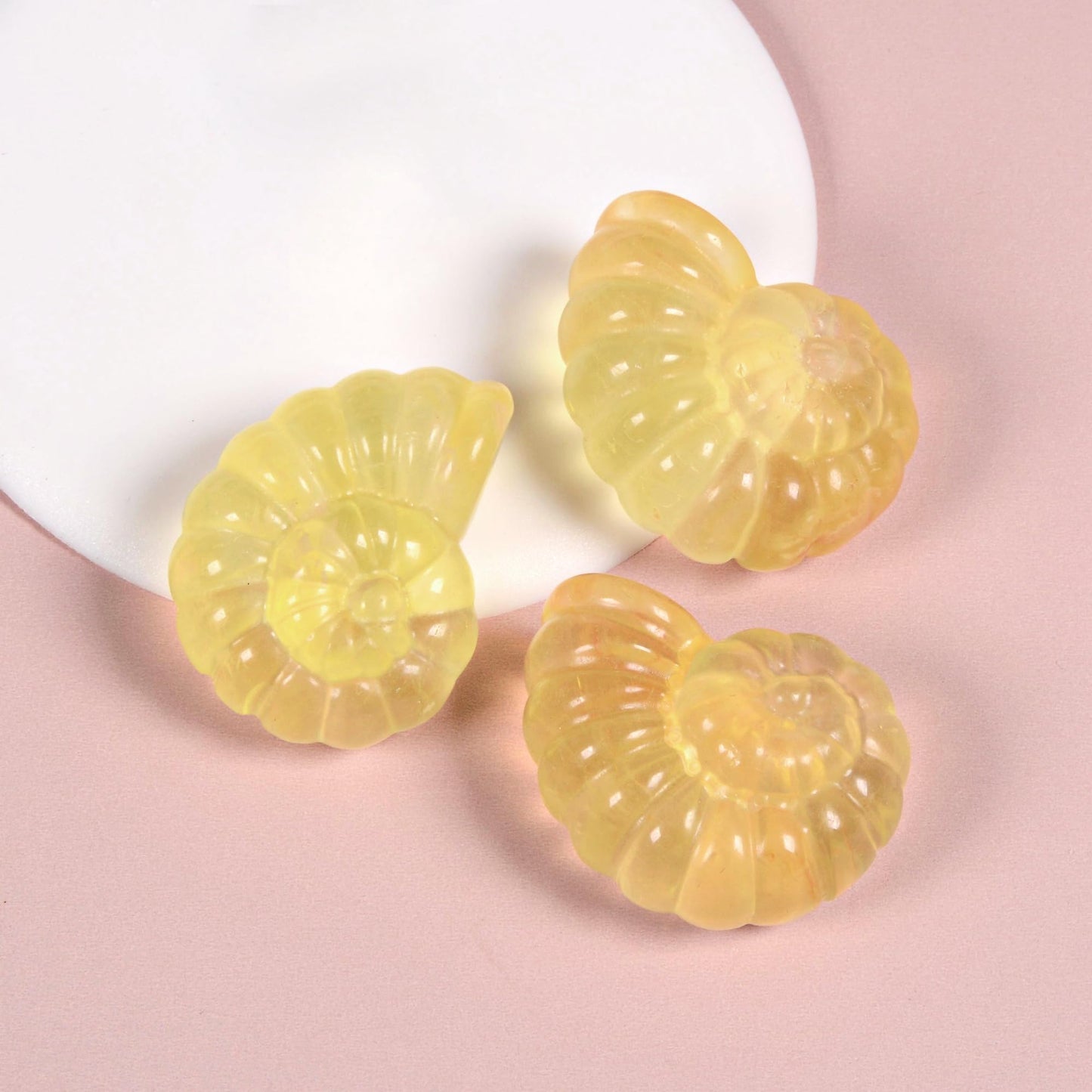 Justinstones Natural Gemstone Yellow Fluorite Carved Nautilus Shaped Statue Jewelry Making Rock Collection Stone Crafts