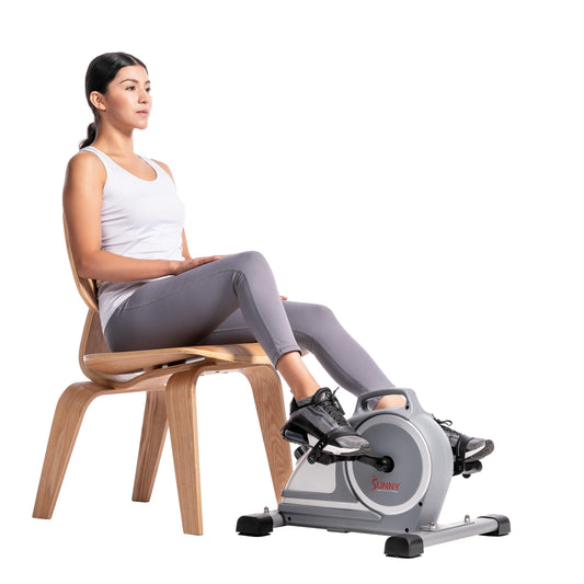 Sunny Health & Fitness Magnetic Under Desk Mini Exercise Cycle Bike, Dual Function Pedal Exerciser with Digital Monitor and Carrying Handle – SF-B020026