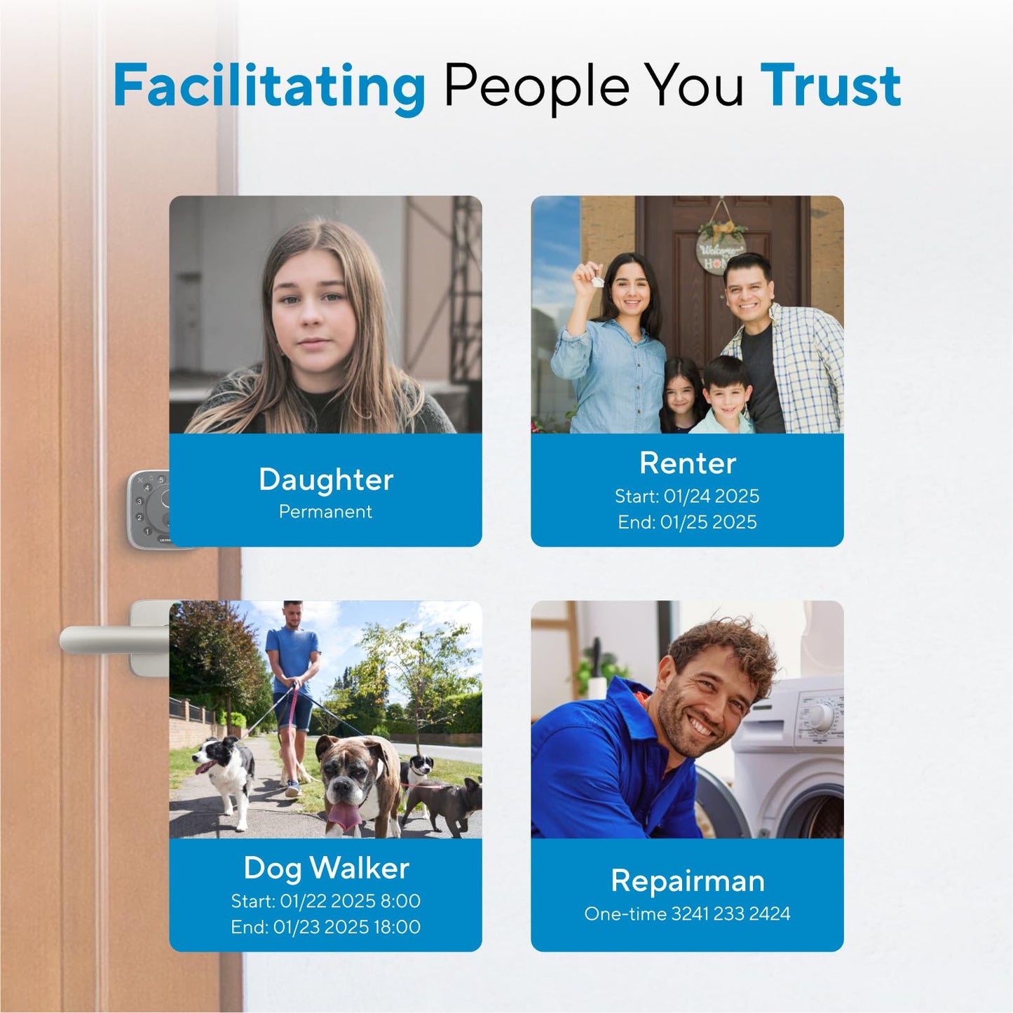 ULTRALOQ Bolt Fingerprint Smart Lock with Handle Lever Set, Built-in WiFi Front Door Lock Set, Biometric Deadbolt with Door Sensor, Remote Control, Auto Unlock, 10 Months Battery, IP65, BHMA Grade 1