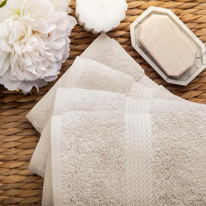 SUPERIOR Egyptian Cotton Pile Hand Towel Set of 4, Ultra Soft Luxury Towels