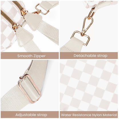 Checkered Crossbody Bum Bags for Women Nylon Checkered Purse Checkerboard Fanny Pack
