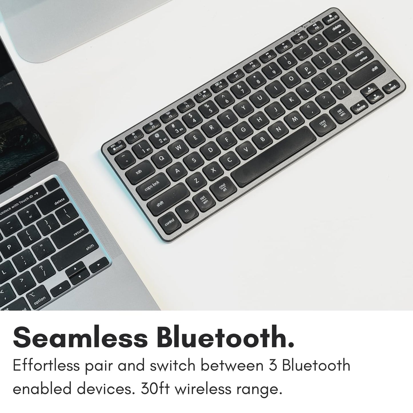Macally Compact Bluetooth Keyboard for Mac - Premium Multi Device Connectivity - Compatible Apple Wireless Keyboard for MacBook Pro/Air, iMac, Mac mini, iPad, Laptop, and PC