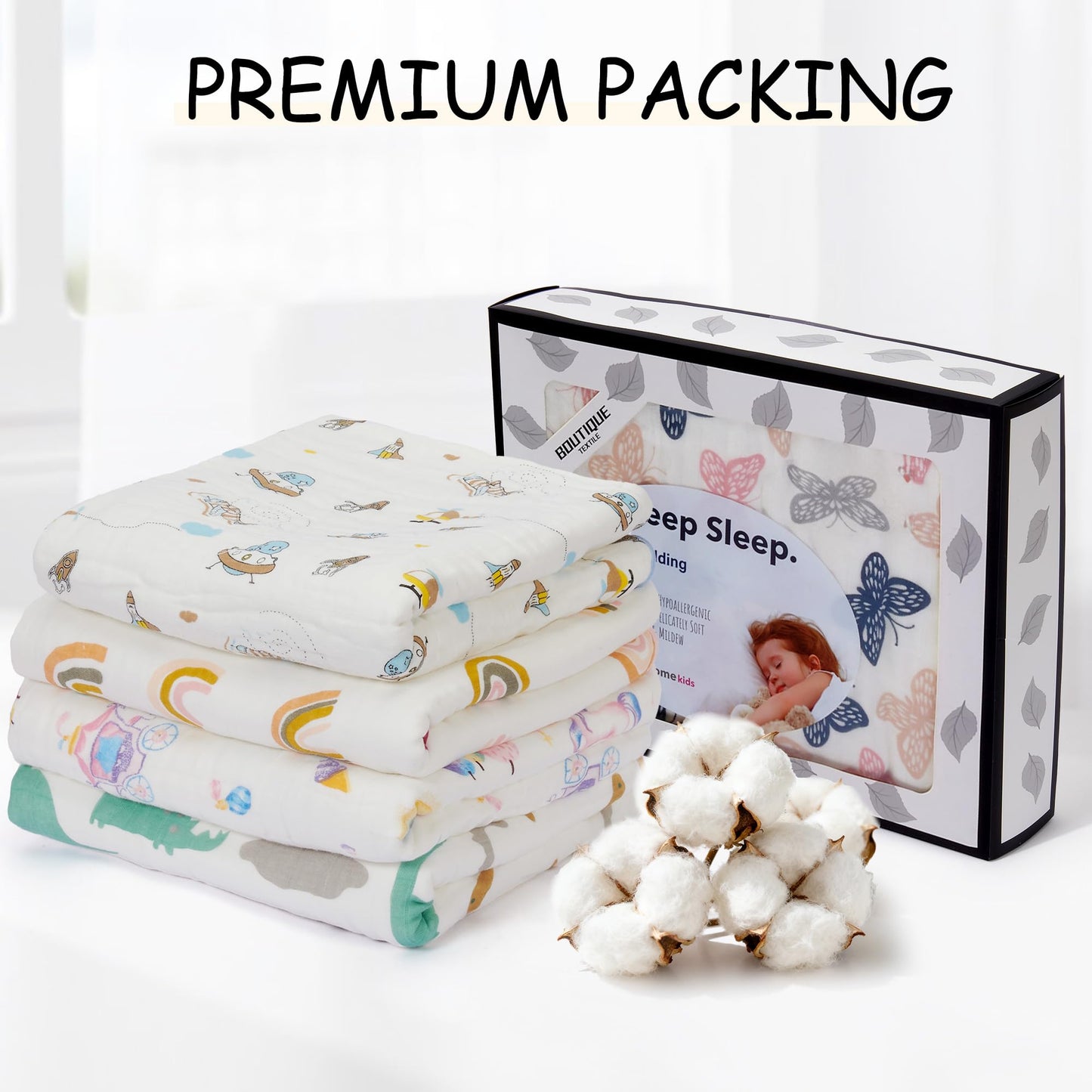 ZPECC Muslin Toddler Blanket Thicker, 47x47 Organic Cotton Kids Quilt Hypoallergenic for Baby Essentials Crib Stroller Daycare Cot, Rainbow