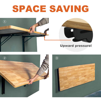 Wallmaster Wall Mounted Folding Workbench Heavy Duty Fold Down Table Utility Bench Solutions Laundry Shelf Wall Desk with Metal Shelf Bracket (47.24 x 19.68 x 24 Inch)