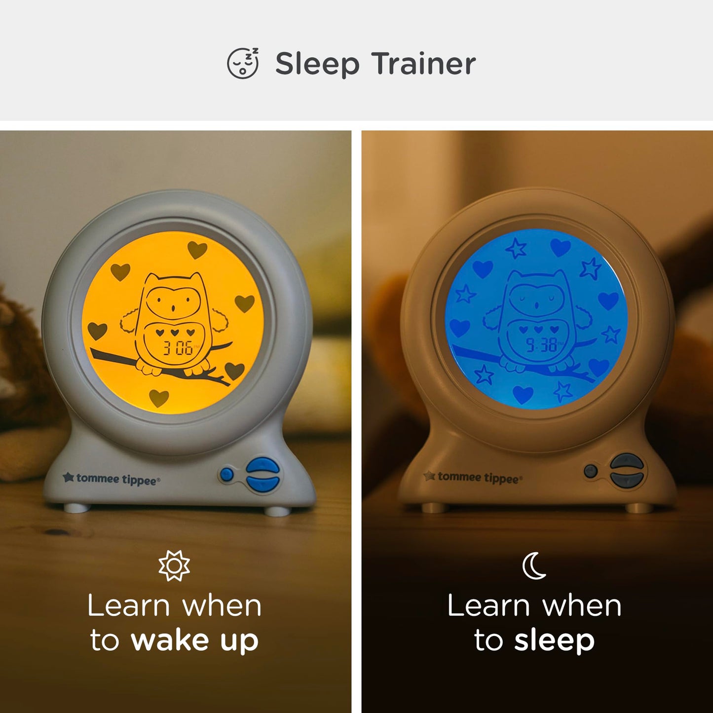 Tommee Tippee Groclock Sleep Trainer Clock, Alarm Clock and Nightlight for Young Children, USB-Powered
