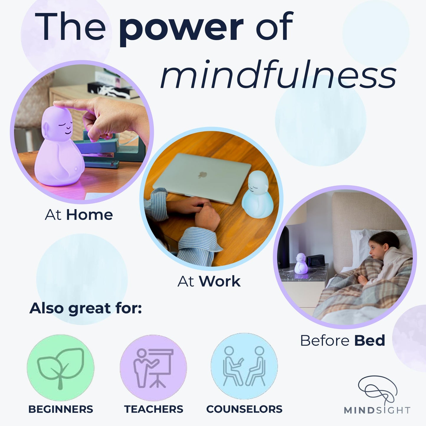 Mindsight 'Original Breathing Buddha' Guided Visual Meditation | 3 Modes to Slow Your Breathing & Calm Your Mind | Stress & Anxiety Relief | Wellness Gift | Adults, Kids, Classrooms | USB Rechargeable
