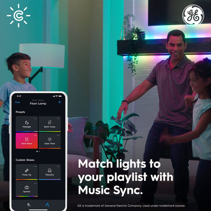 GE Cync Dynamic Effects A19 LED Smart Light Bulbs, Bluetooth and WiFi Color Changing Lights with Music Sync, Compatible with Alexa and Google Home (2 Pack)
