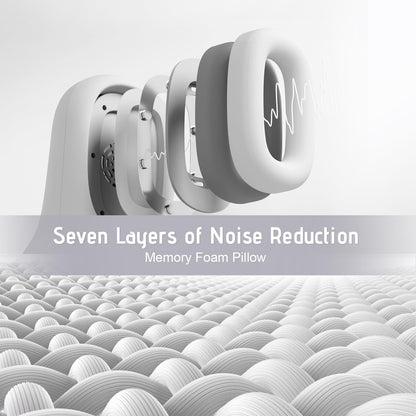 Travel Neck Pillow with Bluetooth Headset, Memory Foam Airplane Pillow for Head Support, Ergonomic Design Traveling Music Pillow for Home, Flight, Car with Adjustable Buckle and Drawstring Bag(Grey)