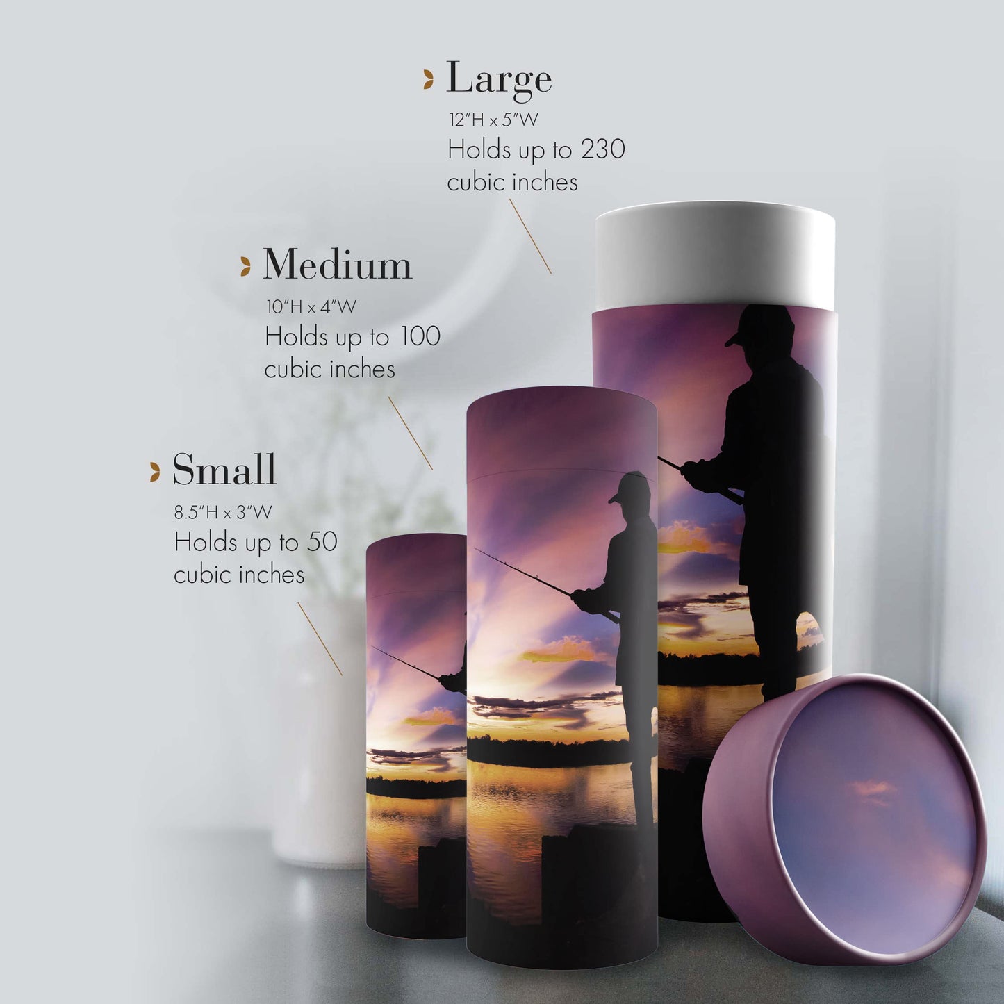 Gone Fishing Men's Scattering Tubes for Human Ashes TSA Approved Scattering Urn and Eco-Friendly Biodegradable Urns for Human Ashes & Biodegradable Urn for Burial at Sea