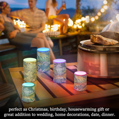 panksolu Flickering Flameless Candles, Zebra Wild Animal Tiger LED Candles with Remote Timer, Battery Operated Candle for Valentine Wedding Halloween Christmas Decor - Set of 2