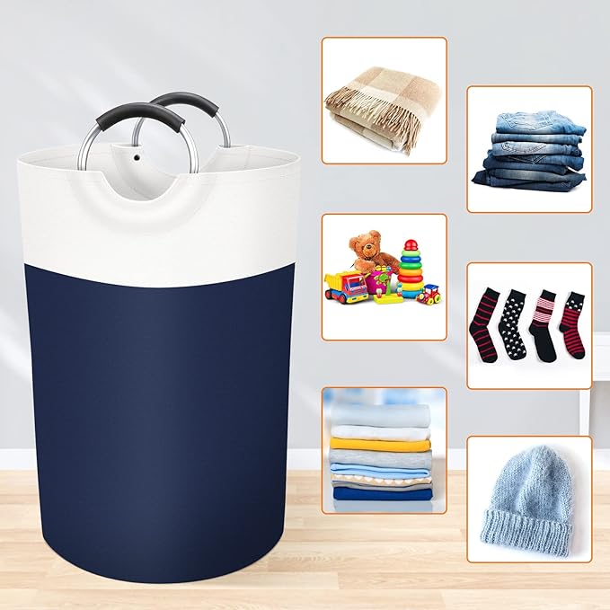 BlissTotes 75L Laundry Basket, Freestanding Laundry Hamper, Collapsible Dirty